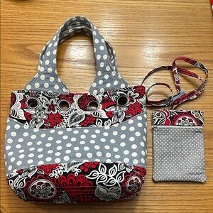 Stylish Polka Dot and Floral Women's Bag Set